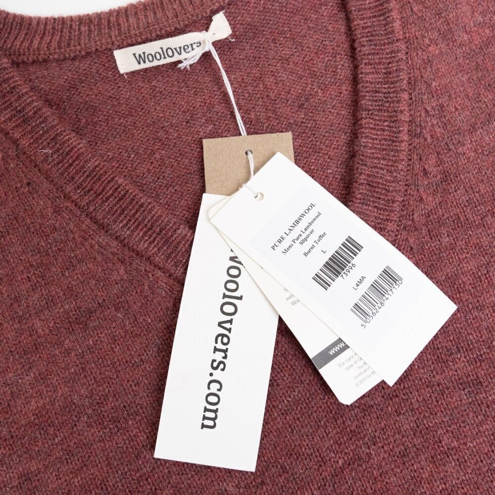 Woolovers Sweater Vest 100% Wool Toffee Brown V Neck Mens Large Unisex - Picture 5 of 14